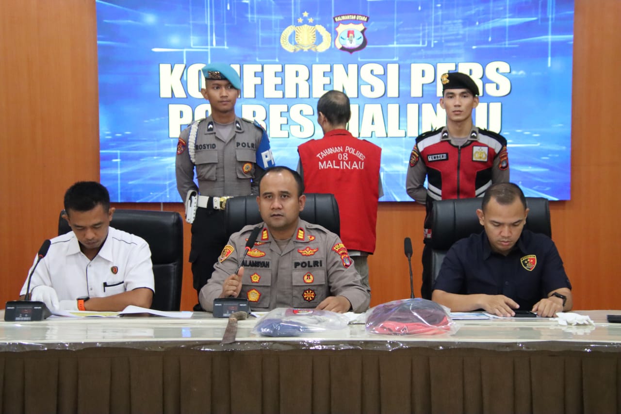 Wakapolres Malinau, AKP Alamsyah Nugraha saat memaparkan kasus kekerasan anak di Mako Polres Malinau, (Gan)