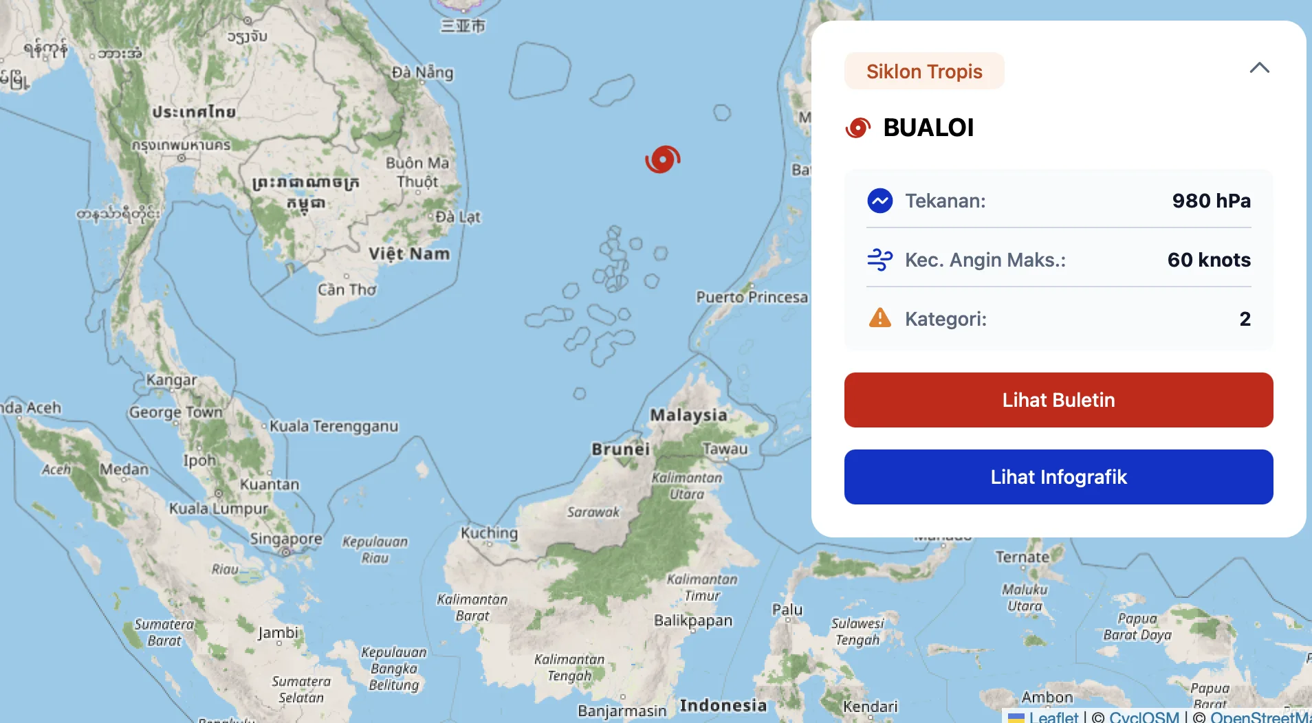 Posisi Terkini Siklon Tropis Bualoi yang bakal berdampak ke Kaltara. Diperkirakan melalui Tarakan besok pagi