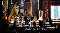 5 Tokoh Agama di Irau Malinau Lima tokoh agama mewakili Islam, Kristen, Katolik, Hindu, dan Buddha di acara Irau Malinau 2025 berdiri bersama di atas panggung.
