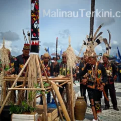 Tano Ungei Punan Malinau suasana prosesi adat mekan tun tano suku punan dengan tetua adat dan sesaji di irau malinau