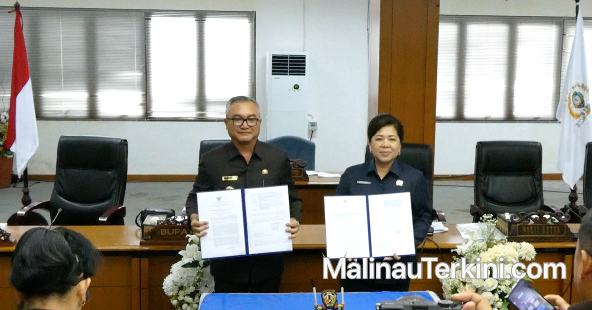 DPRD dan pemerintah Malinau menandatangani dokumen penting setelah Rapat Paripurna Penetapan APBD Malinau 2026.