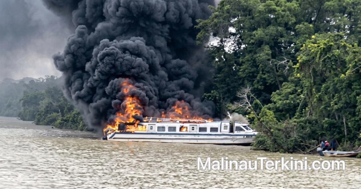 ondisi speedboat Tanjung Selor Tarakan terbakar di perairan Salimbatu Bulungan