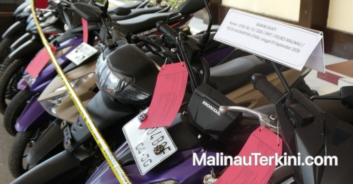 Barang bukti sepeda motor hasil tindak pidana curanmor Malinau yang disita di Mapolres Malinau